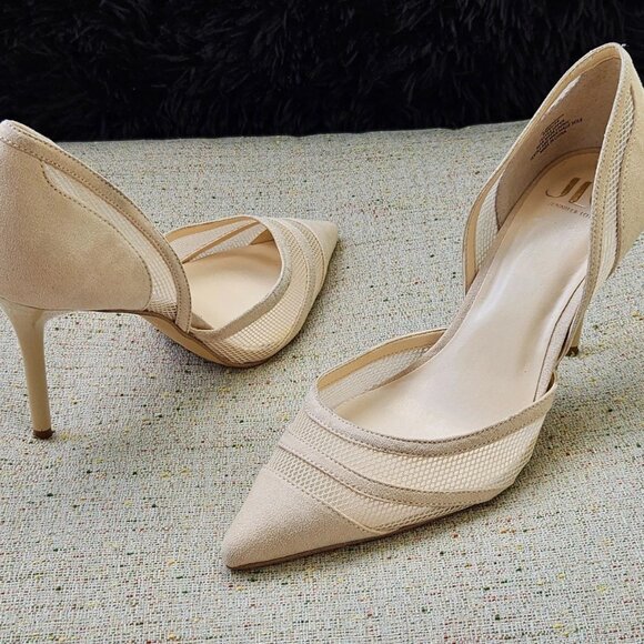 J LO Jennifer Lopez Women Heel sandal Pump Beige Textile Upper Shoe Size 8.5M - Picture 4 of 12